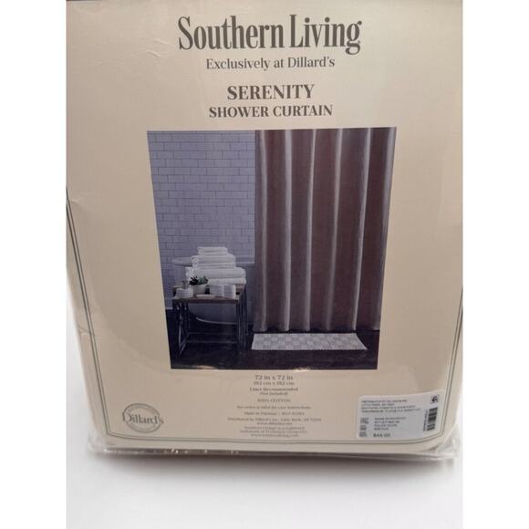 Southern Living Serenity Shower Curtain 72" X 72" 100% Cotton Taupe - Picture 3 of 7